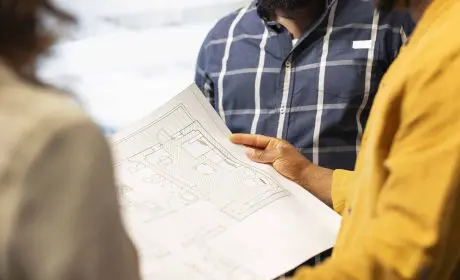 Présentation d’un plan de logement lors d’un projet immobilier